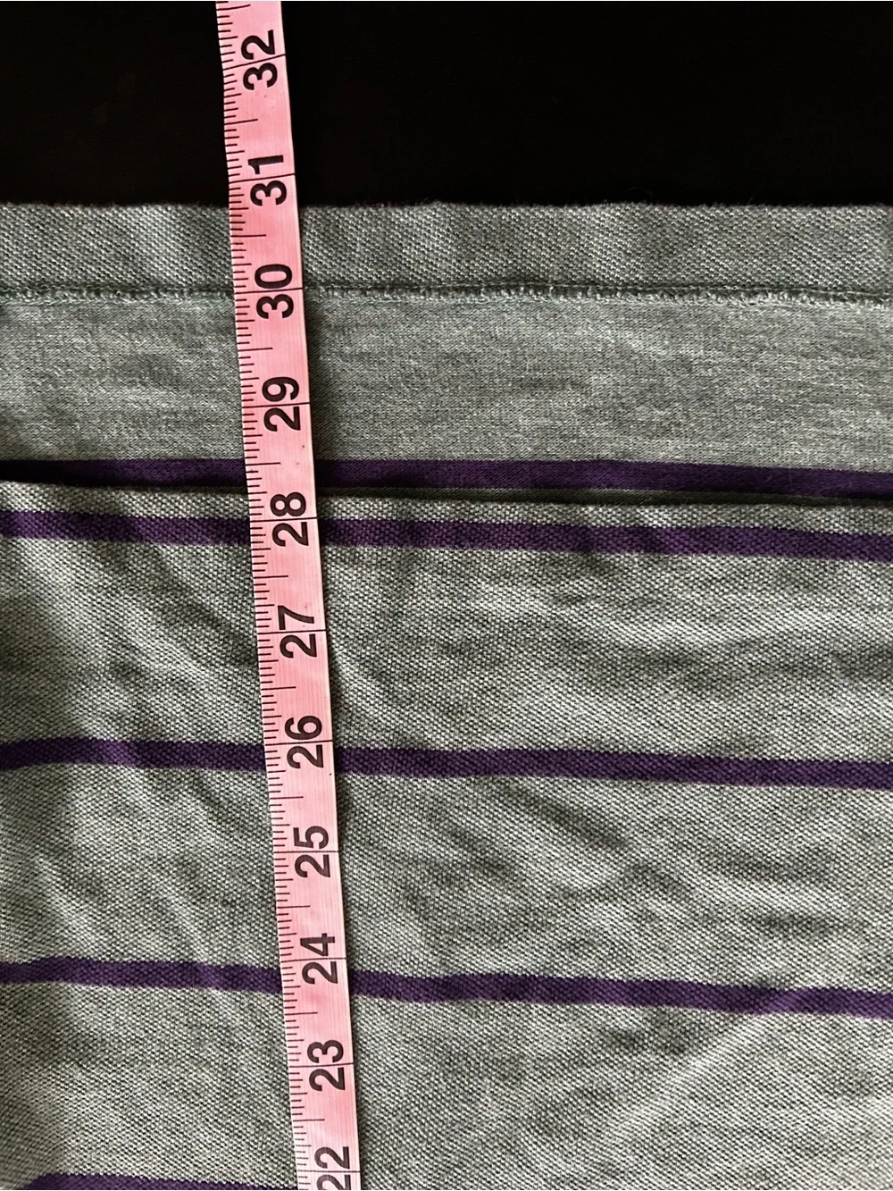 Polo Ralph Lauren Men's Gray and Purple Striped Cotton Polo Shirt Size L